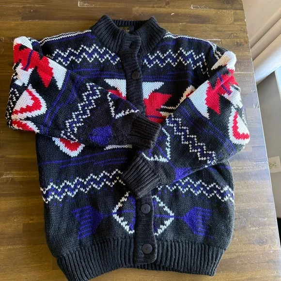 Vintage Y2K Southwest Print Chunky Knit Cardigan - Picture 4 of 12